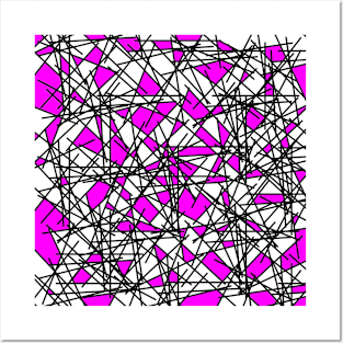 Pink 80s Memphis Shards Abstract Postmodern Scribble Art Pattern Posters and Art